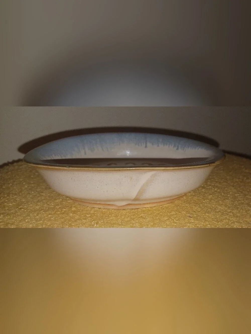 Handmade Ceramic Oval Soap Dish in Blue and White Bay Pottery